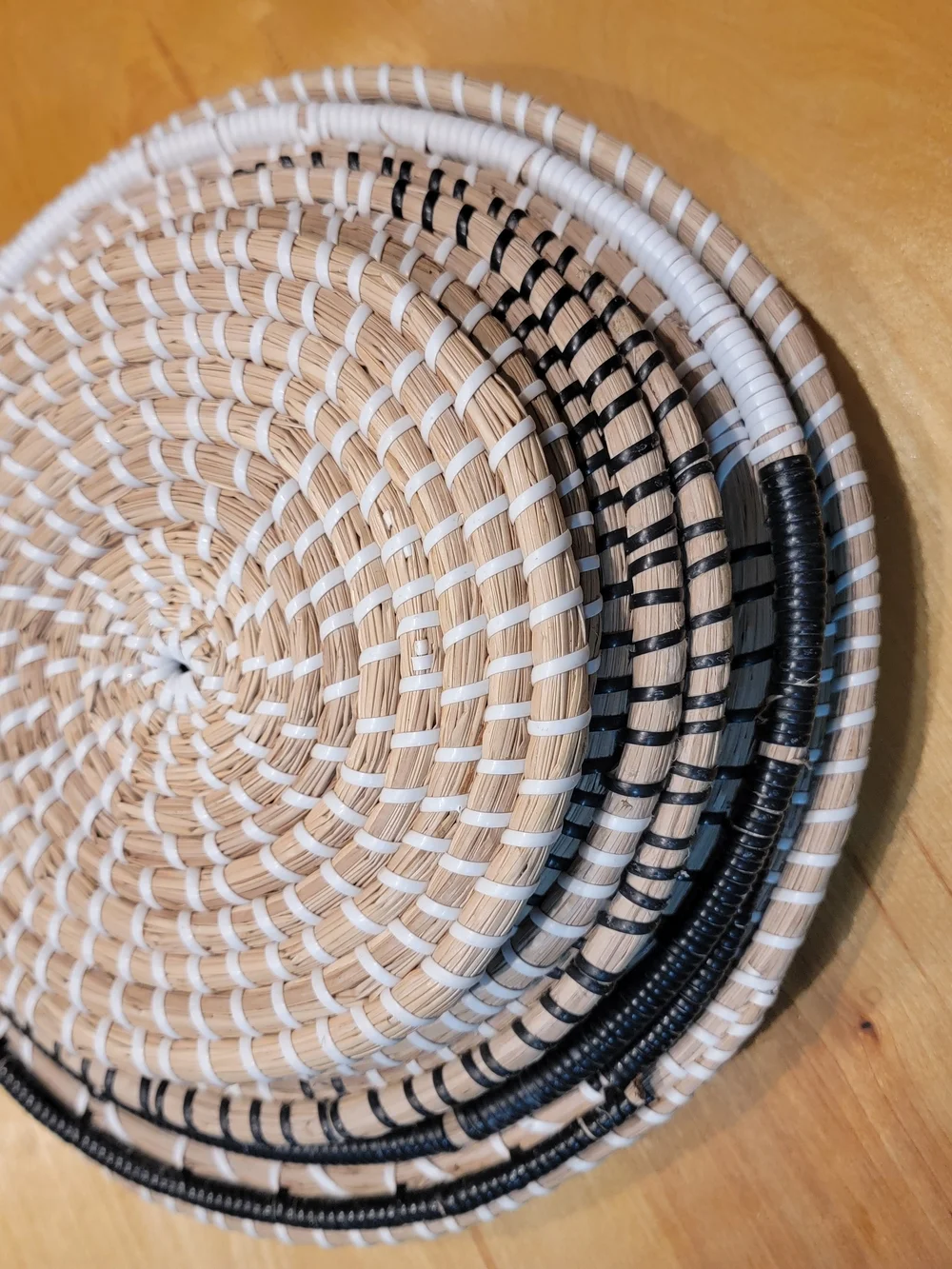 Woven Round Rattan Wall Hanging Set - Black, White, Natural